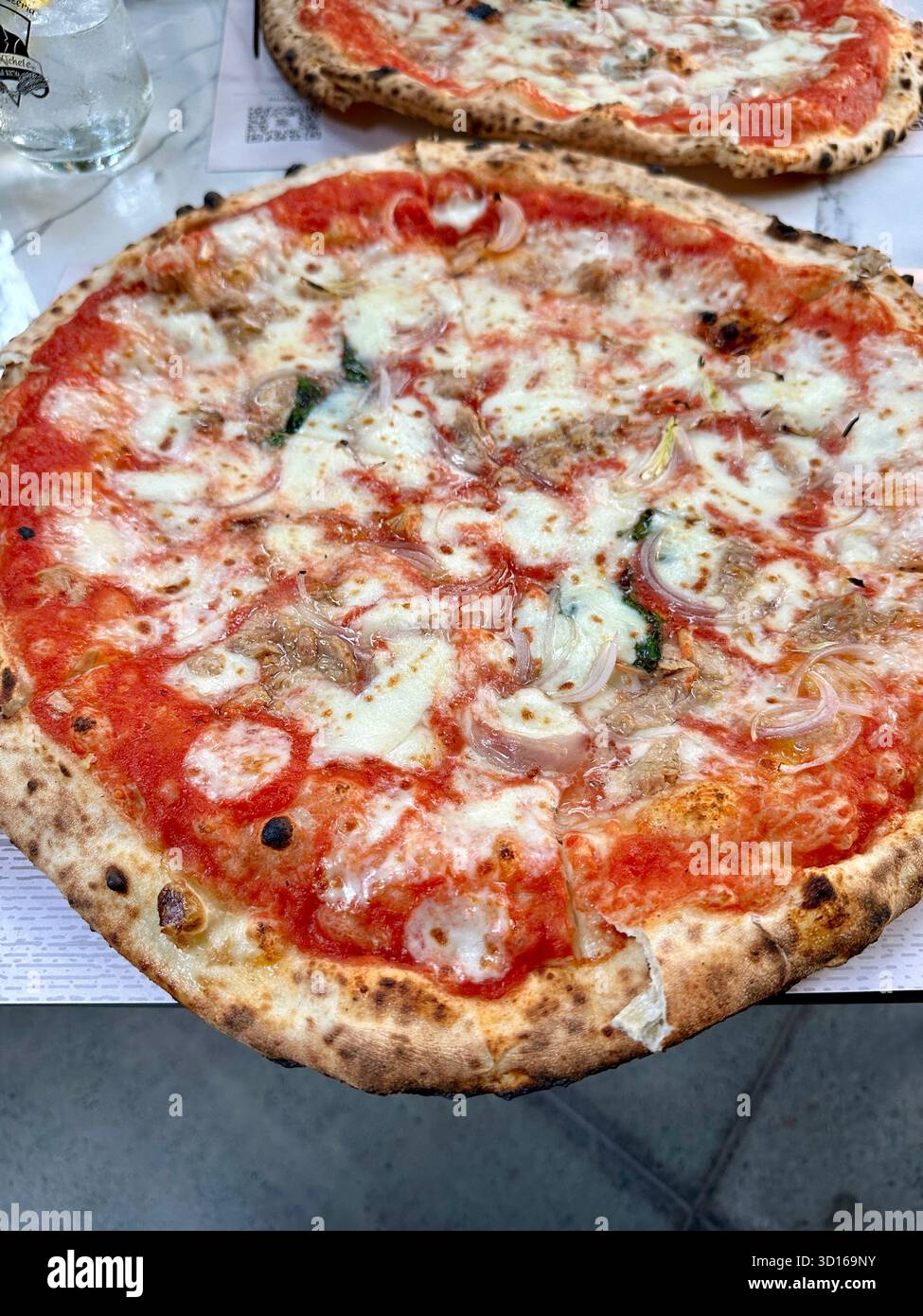 Tuna and Onion Pizza - Smartphone Captured Stock Image