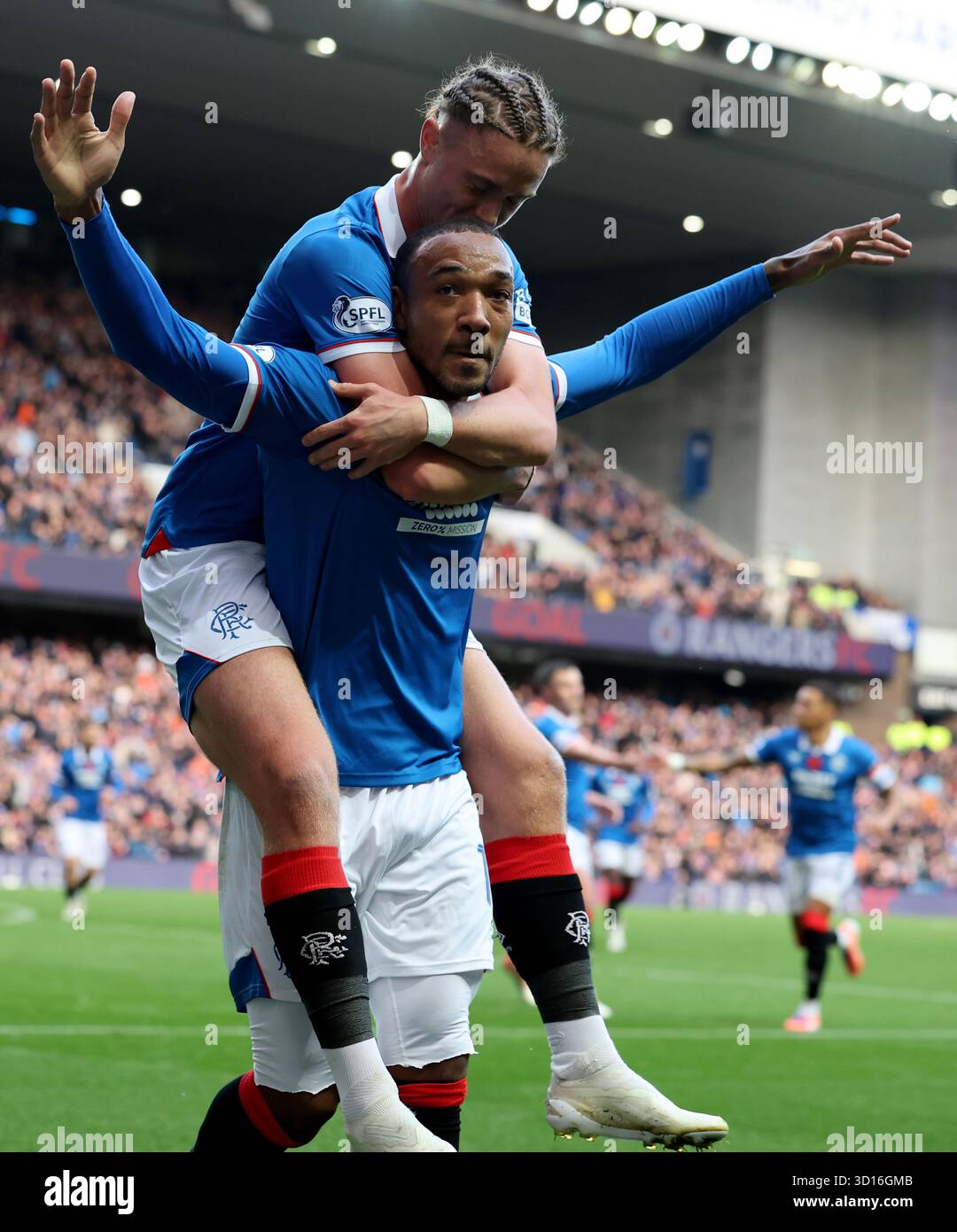 Rangers' Derek Cornelius (front) celebrates with Thelo Aasgaard after ...