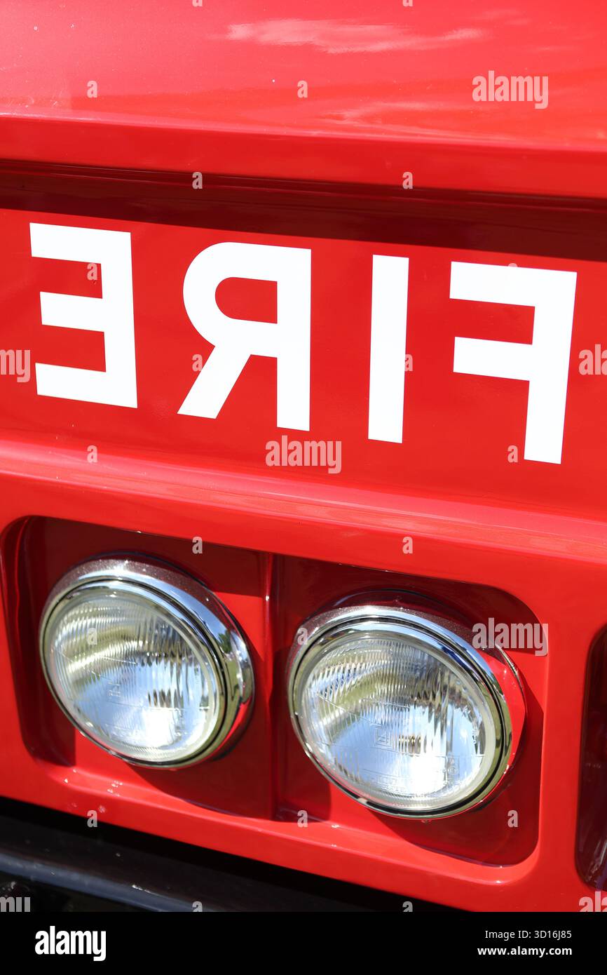 Toronto Fire Lettering Fire lettering painted in reverse on front of fire engine Stock Photo ...