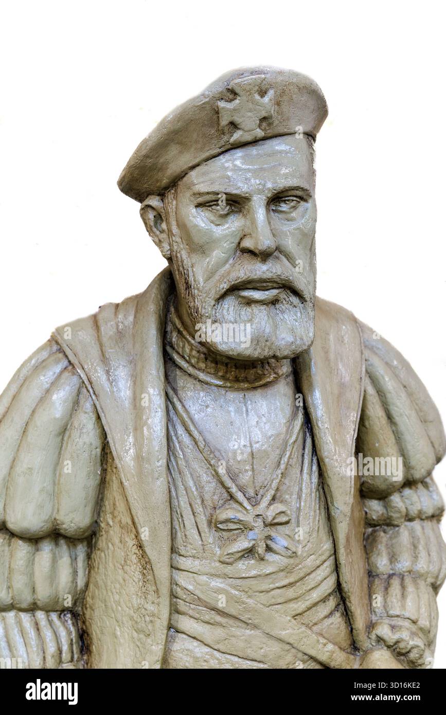 Bust of Martim Afonso de Sousa (1500-1564), Cananeia, Brazil Stock Photo