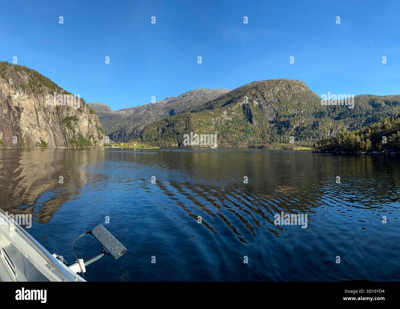 Stunning cliffs and tranquil waters in a Norwegian fjord - Smartphone Captured Stock Image
