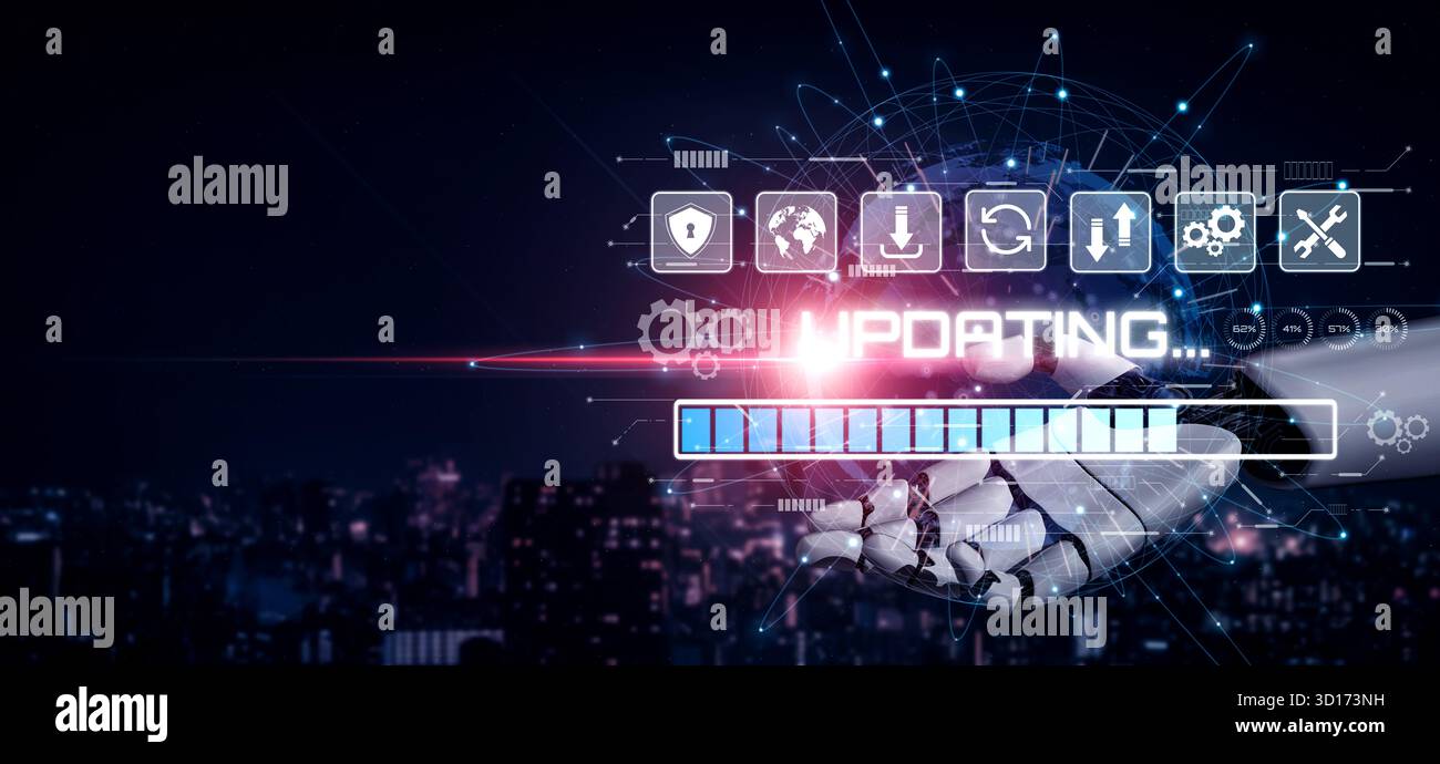 AI accelerates knowledge growth with smart training tools, virtual learning assistants, and software updates for competitive digital advantage. Vouch Stock Photo