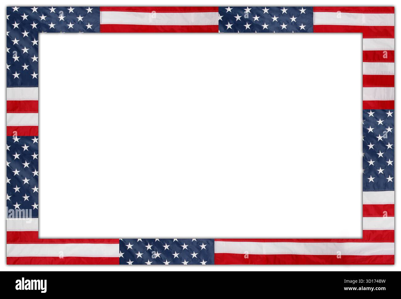 American flag frame border on white Stock Photo