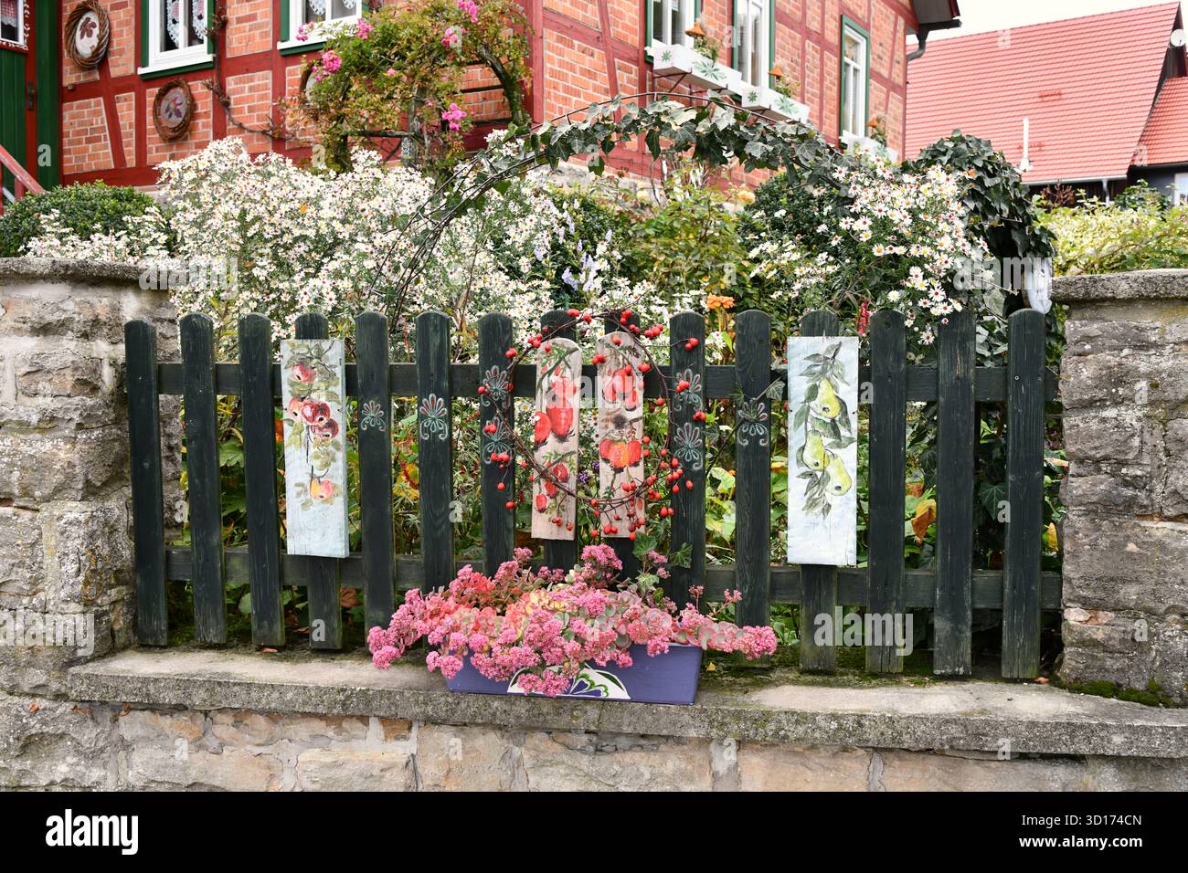 Autumn decoration with rose hips Stock Photo