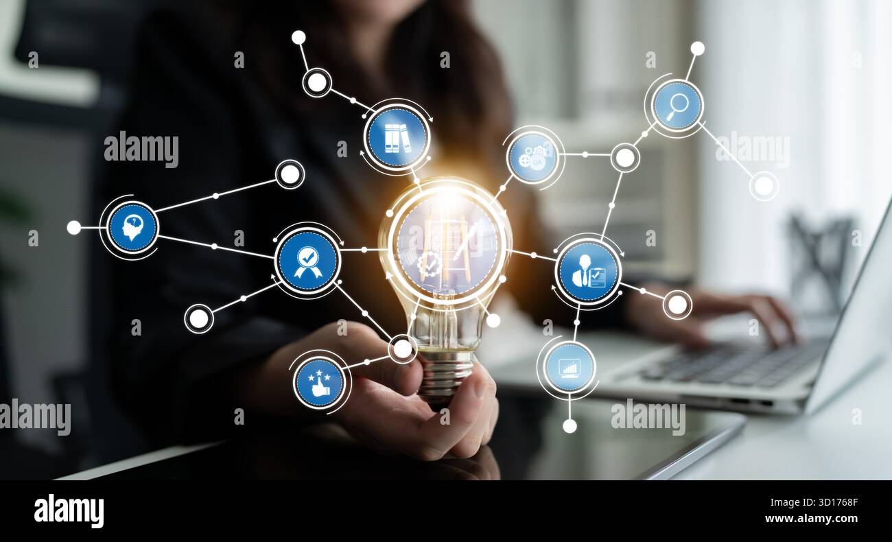 A creative representation of innovative business concepts featuring a ...