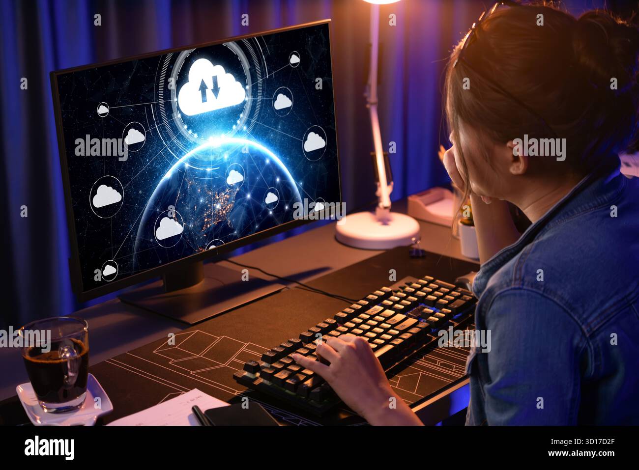 Cloud computing software for brisk remote work and personal data storage Stock Photo