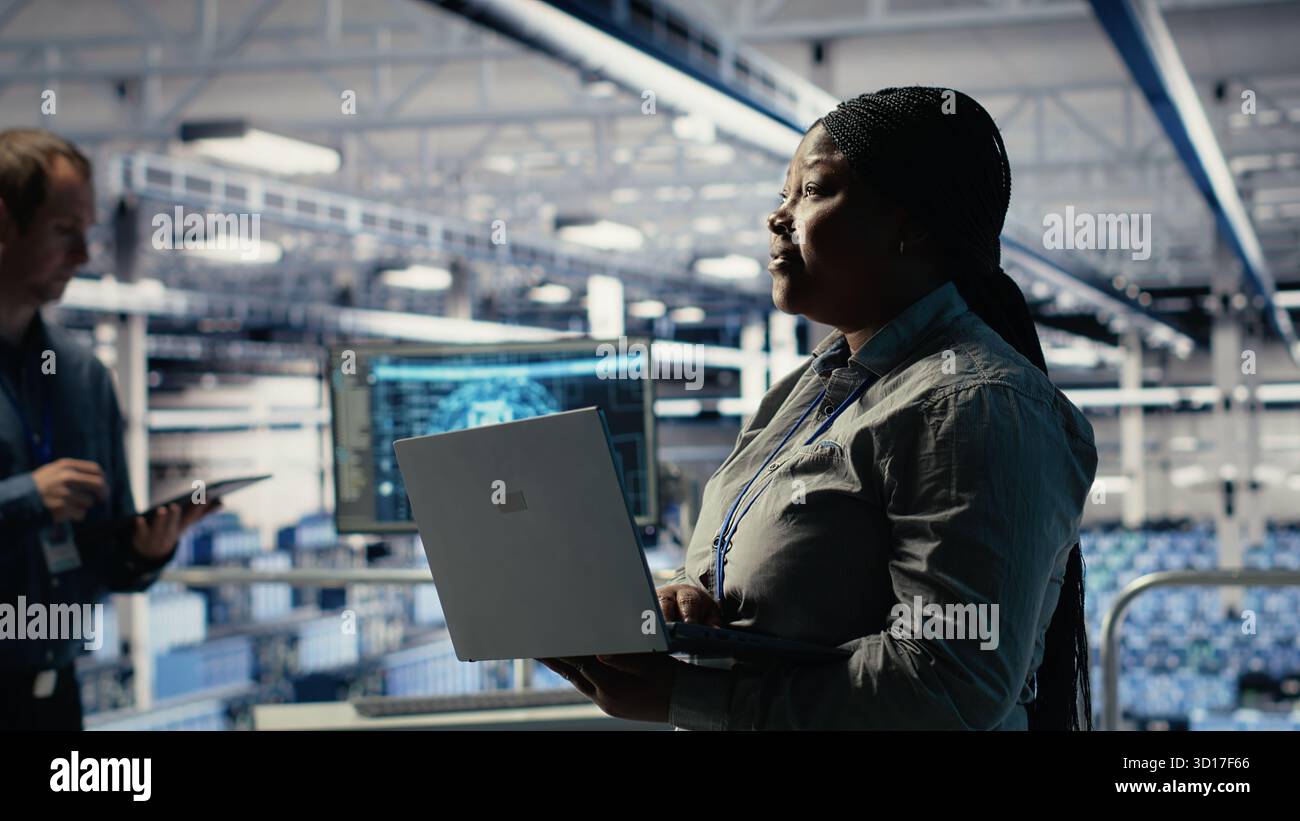 Data center supervisor on industrial platform working to improve AI ...