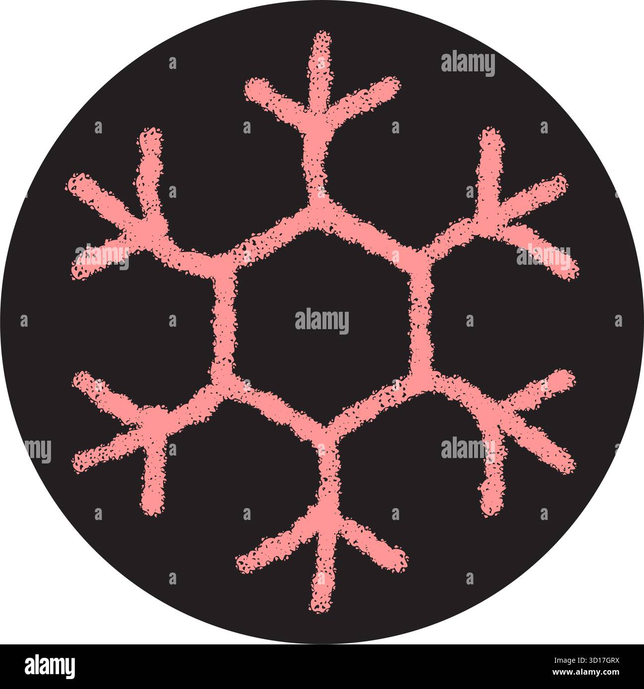 Pink Crayon Snowflake Sticker Circle Stock Vector