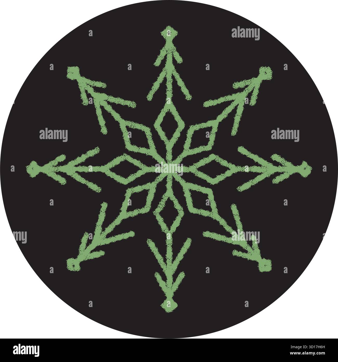 Chalk Snowflake Icon Round Label Stock Vector