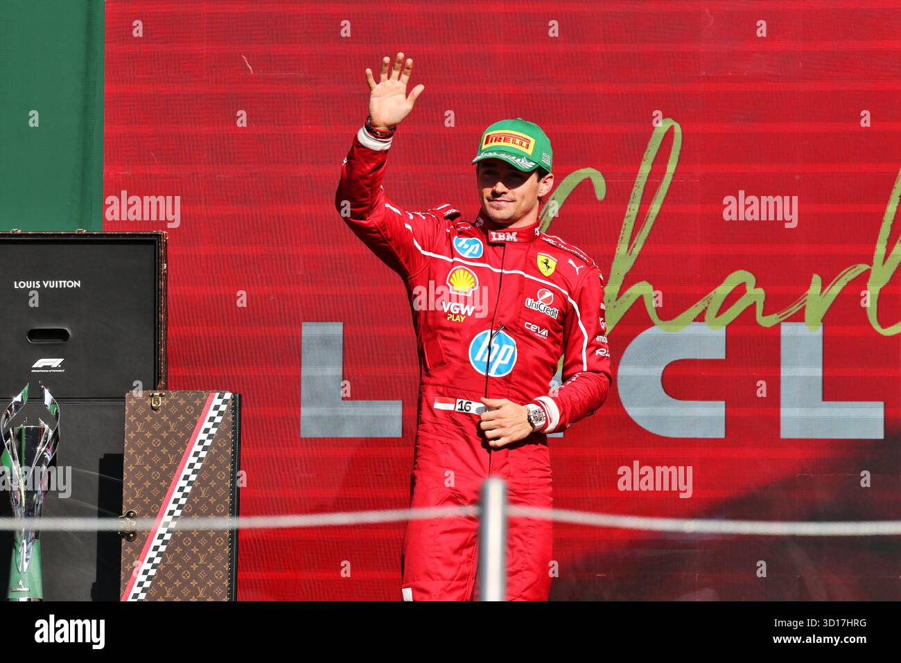 Charles Leclerc (MON) Ferrari celebrates his second position on the ...