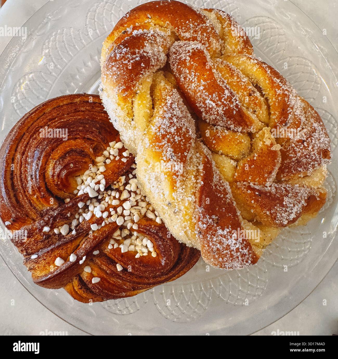 Swedish fika cinnamon and cardamom buns Stock Photo