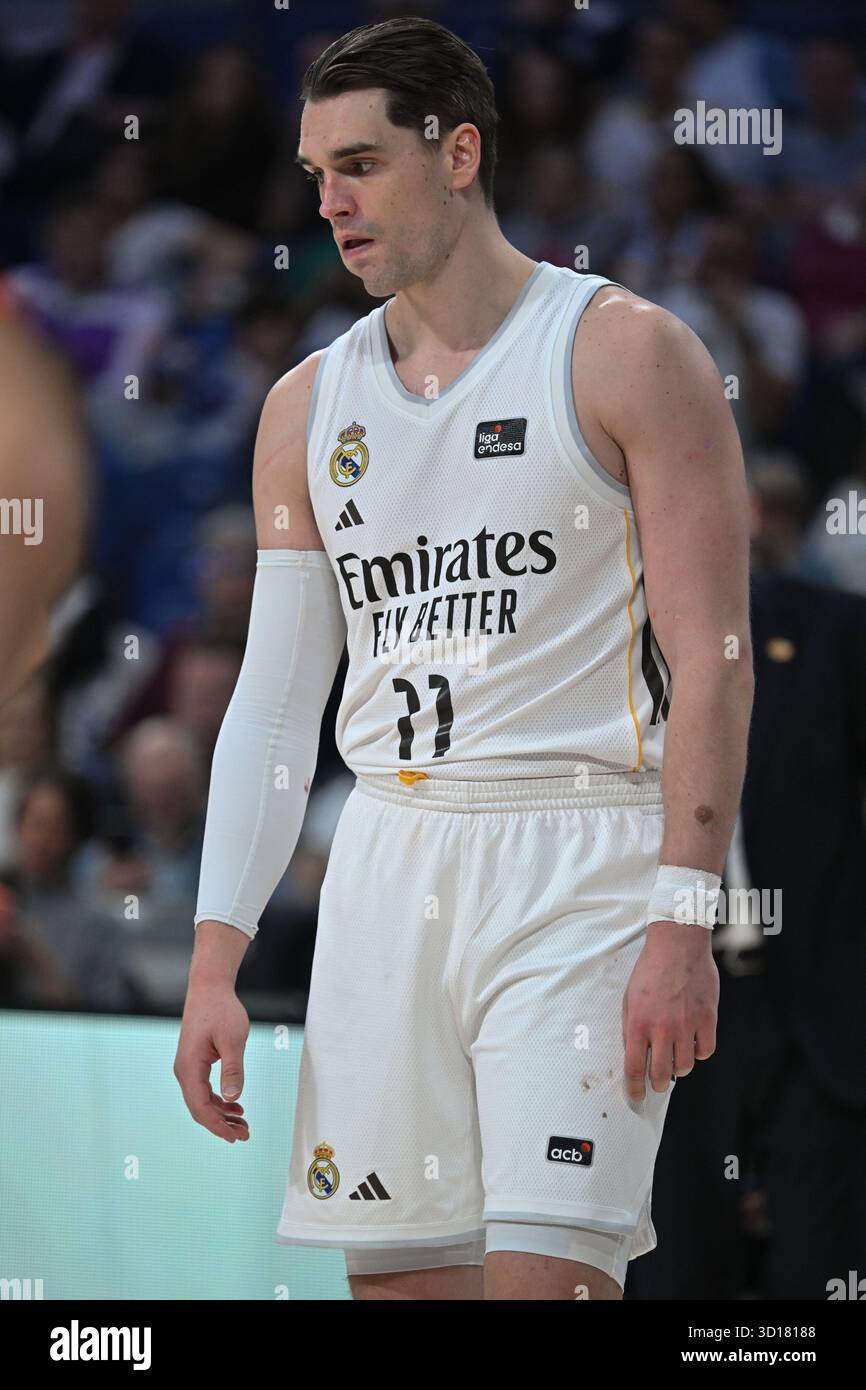 Mario Hezonja of Real Madrid seen in action during the Liga ACB ...