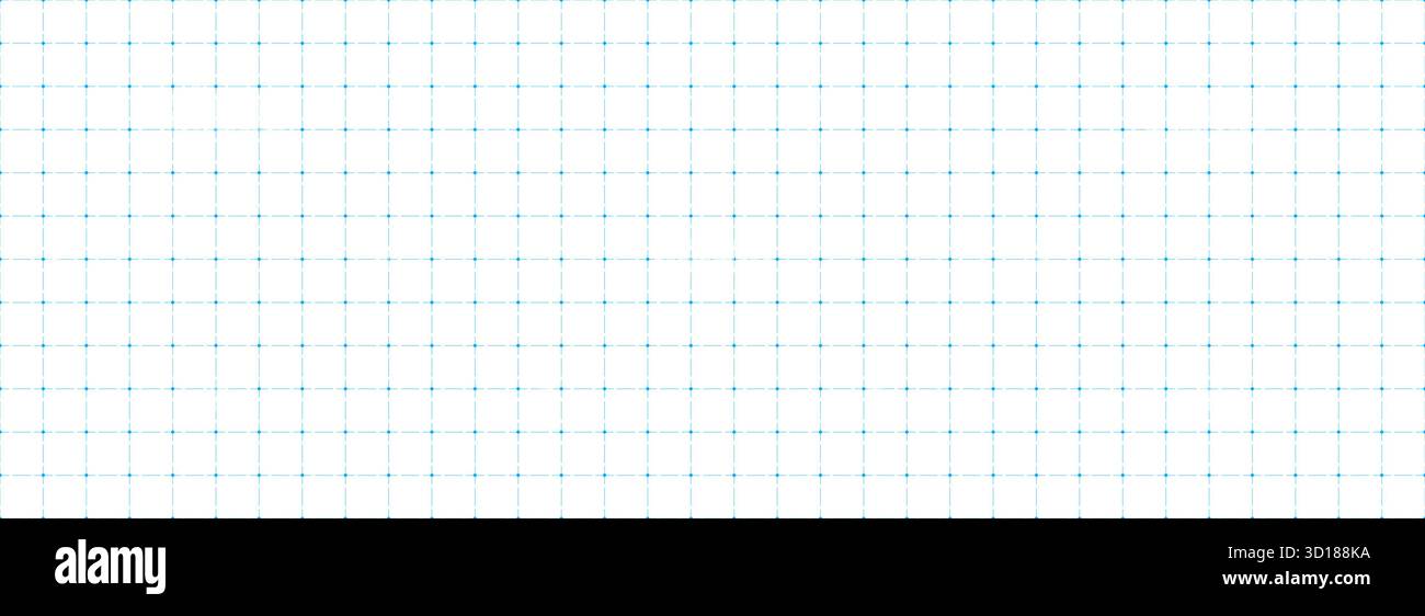 Dotted square grid planer page. Seamless blue dashed checkered paper pattern. Simple cross dash graph texture. Bullet journal notebook background. School math lined sheet wallpaper. Vector Stock Vector