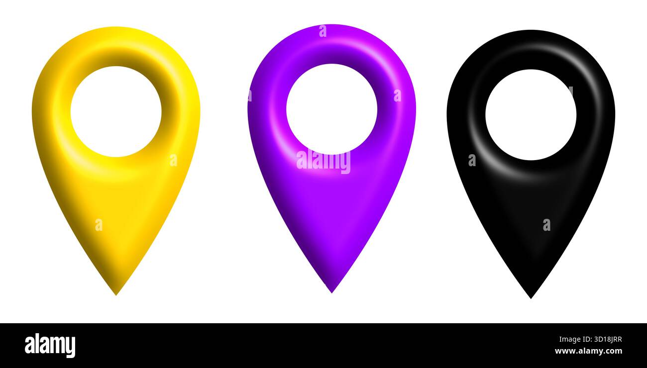 Set of 3D map pin icons on white background Stock Photo - Alamy