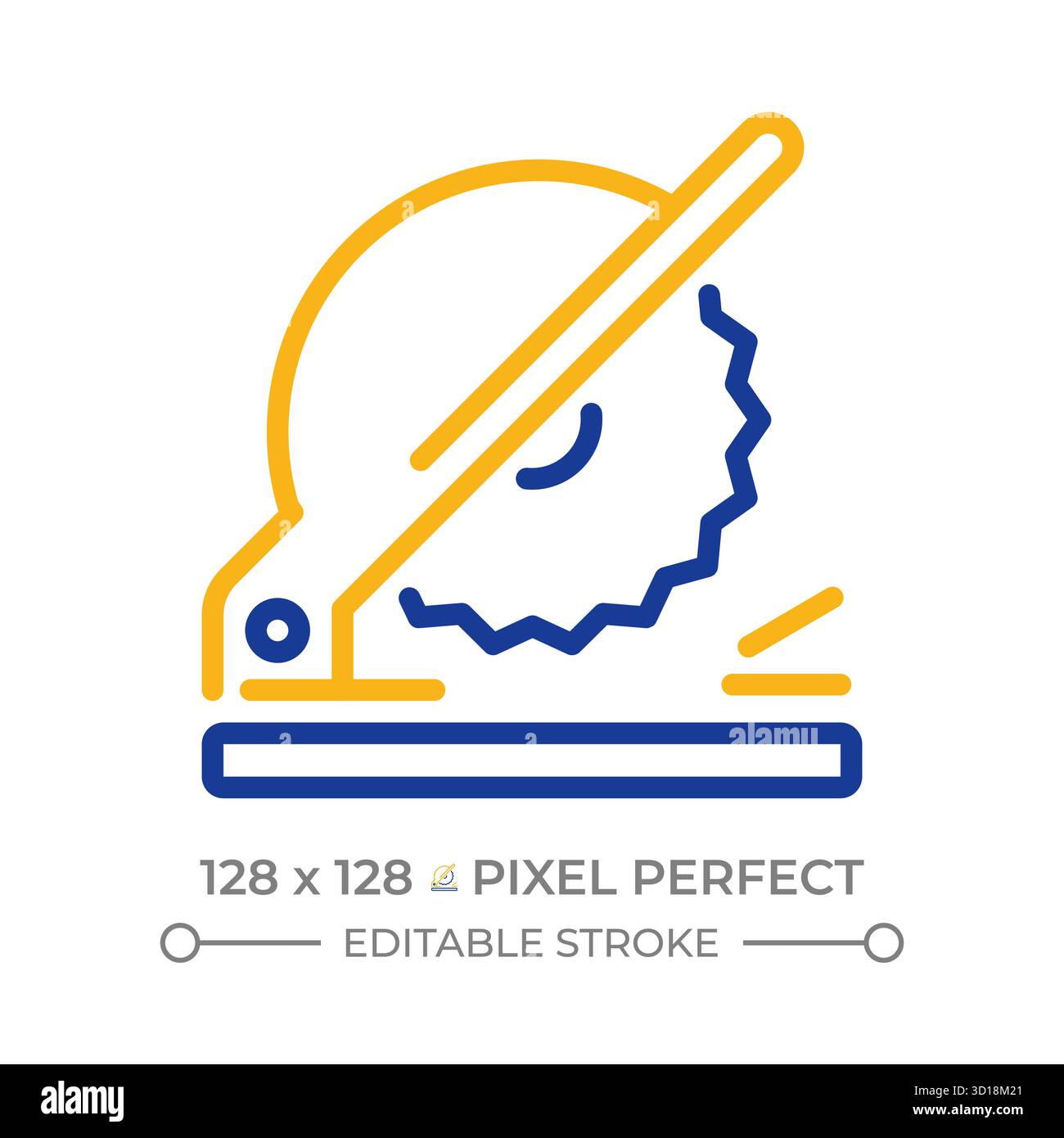 Chop saw two color line icon Stock Vector