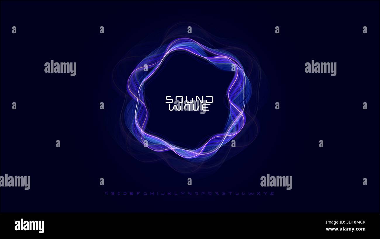 Soundwave Letters Font Sound wave music waveform audio bass beat circular wavy rings, radial ...