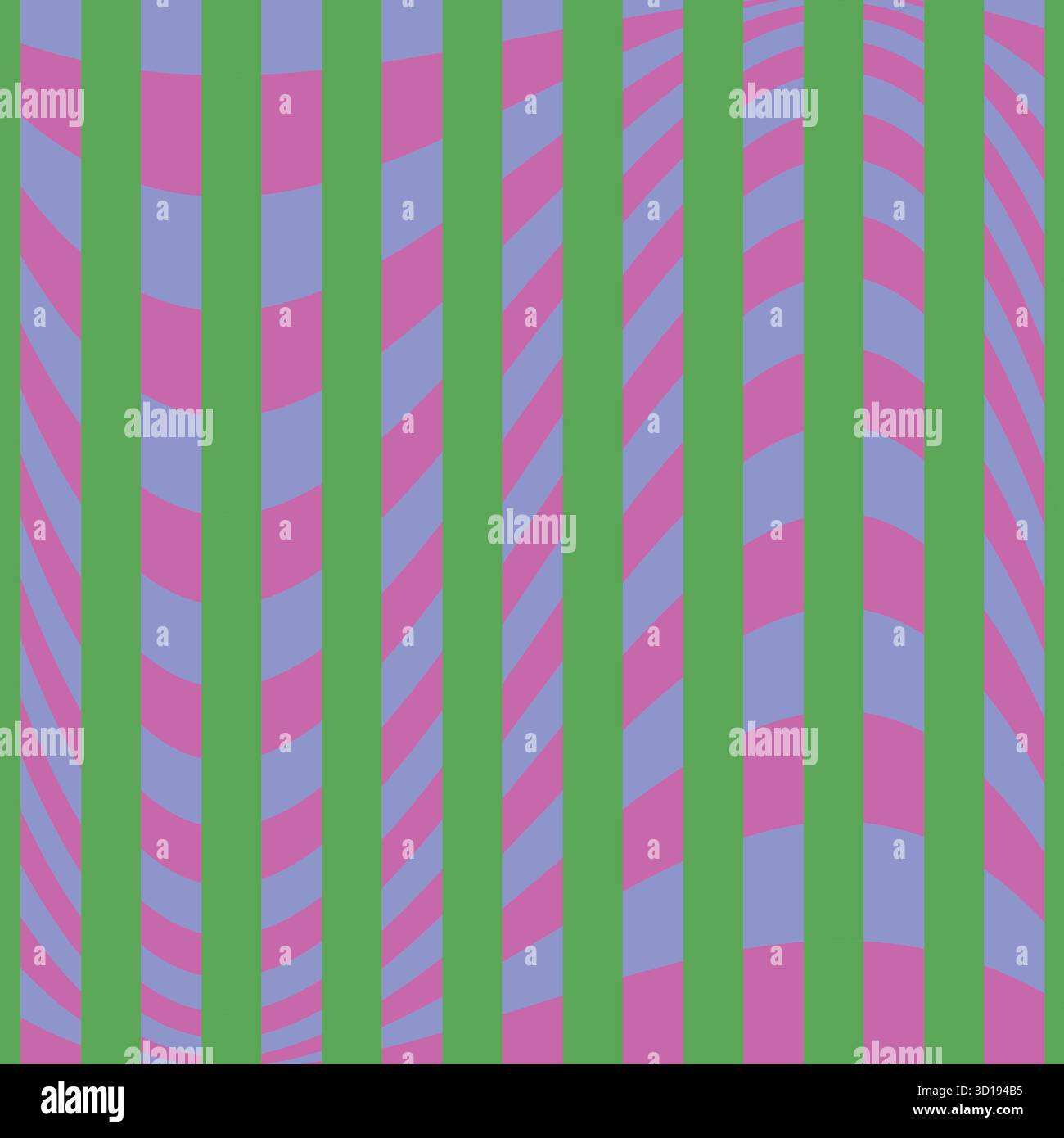 Colorful seamless vertical stripe pattern with alternating green, blue, purple, and pink geometric bands. Stock Vector