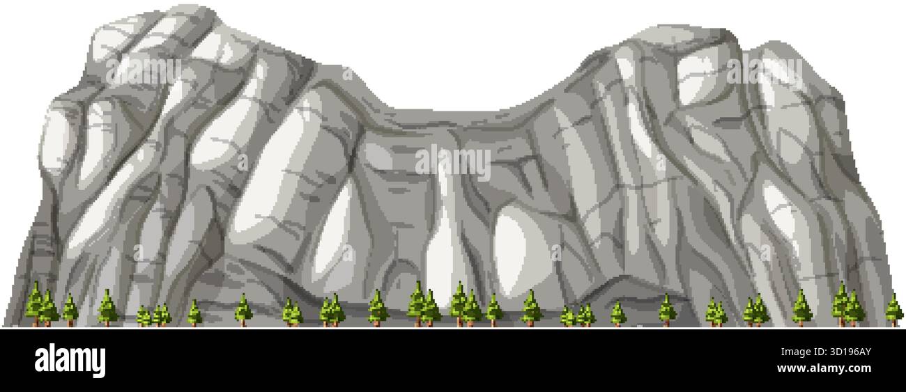 Vector illustration of majestic mountain range with detailed rock ...