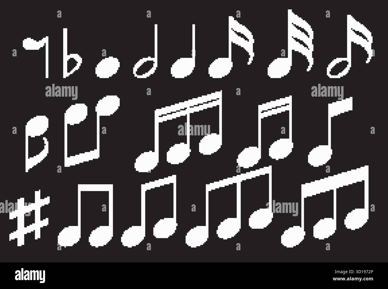Vector illustration of various musical notes and symbols Stock Vector ...
