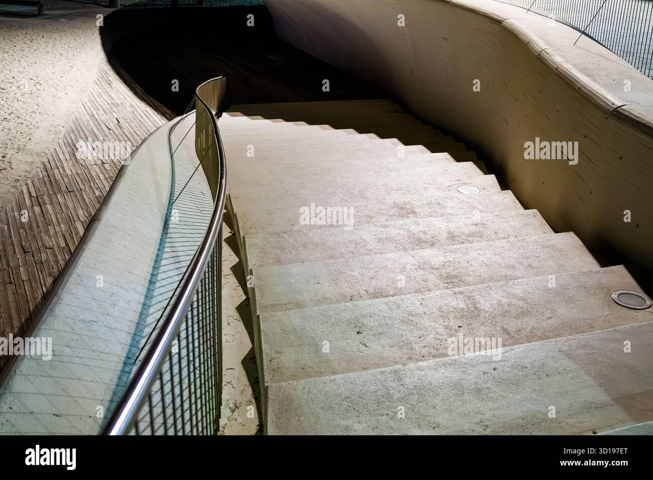 Overlook of Concrete Steps and Glass-Panelled Railing Stock Photo - Alamy