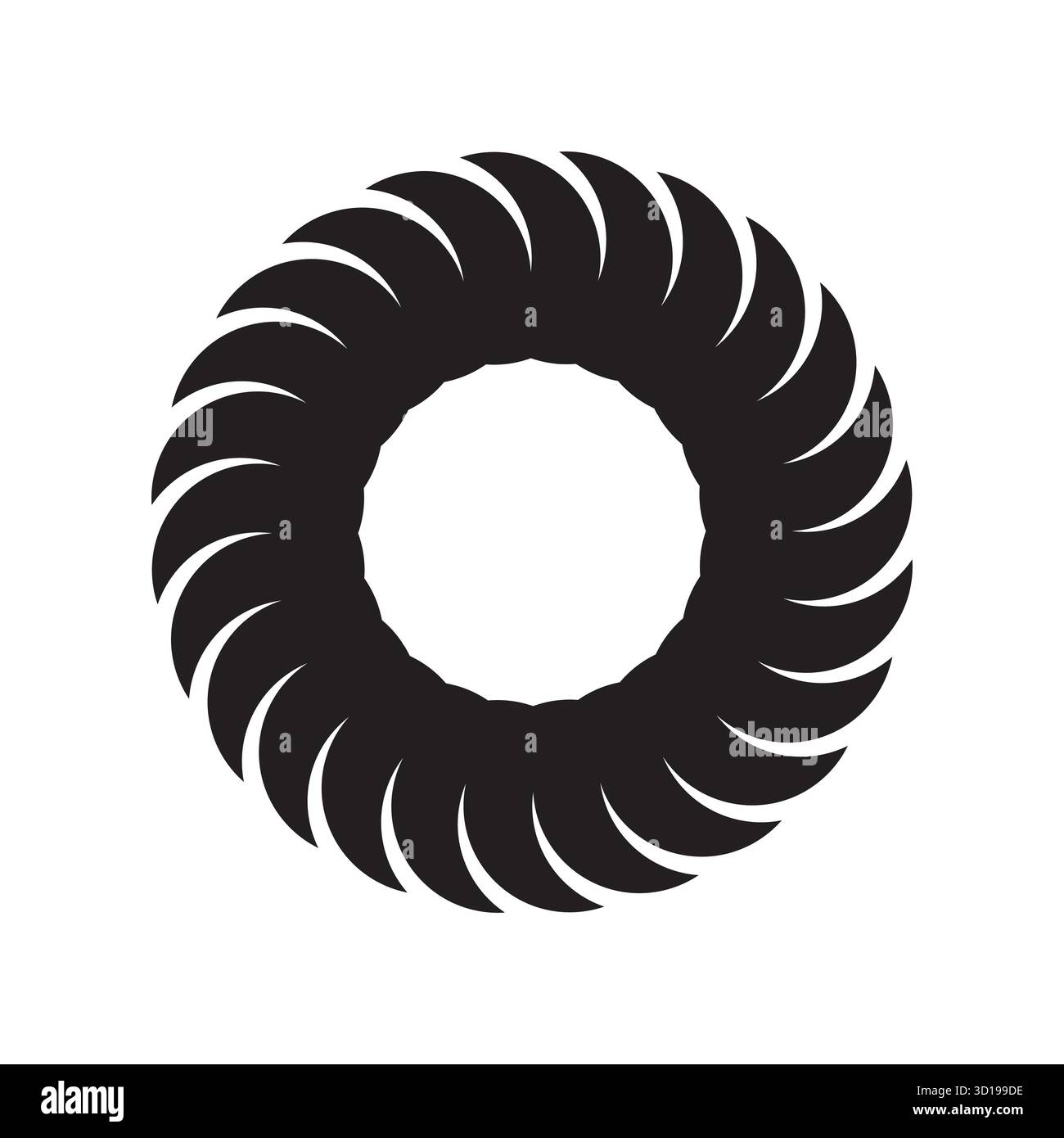 Circular pattern icon. Radial abstract symbol. Round line Vector shape. Geometric tire element. EPS 10. Stock Vector