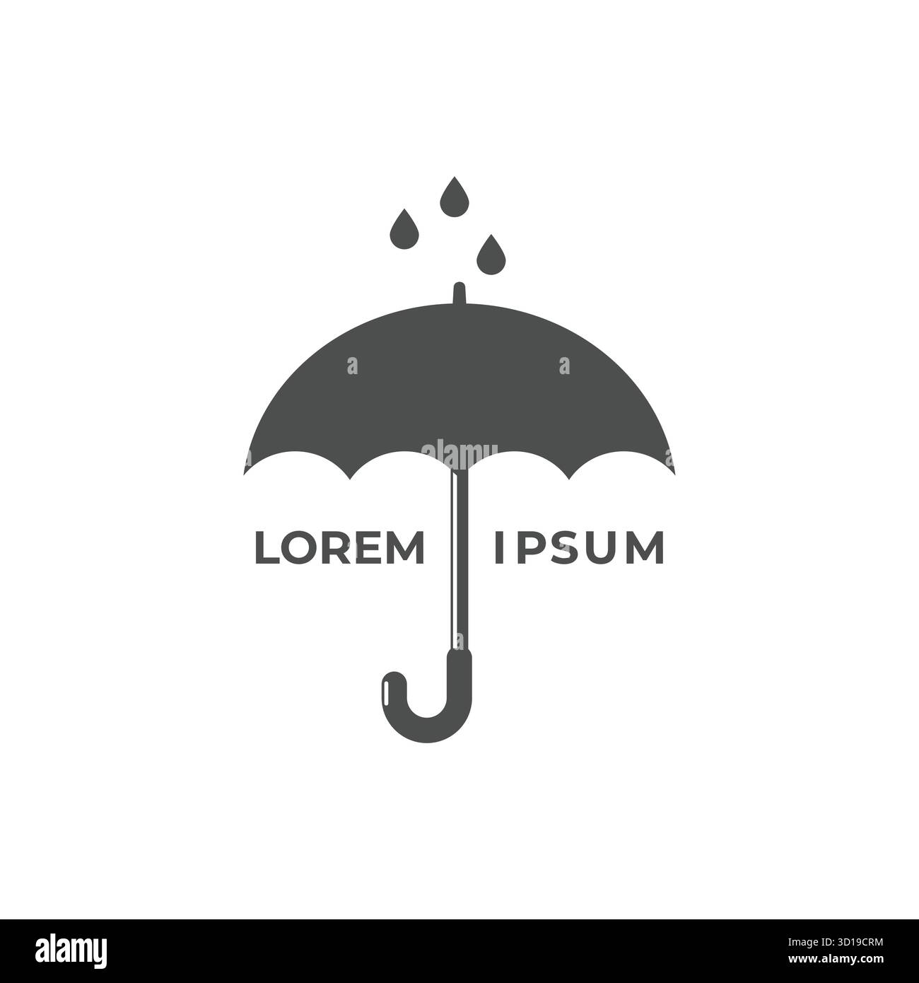 Open Umbrella Silhouette with Rain Drop Icon Symbol Design Vector Stock Vector