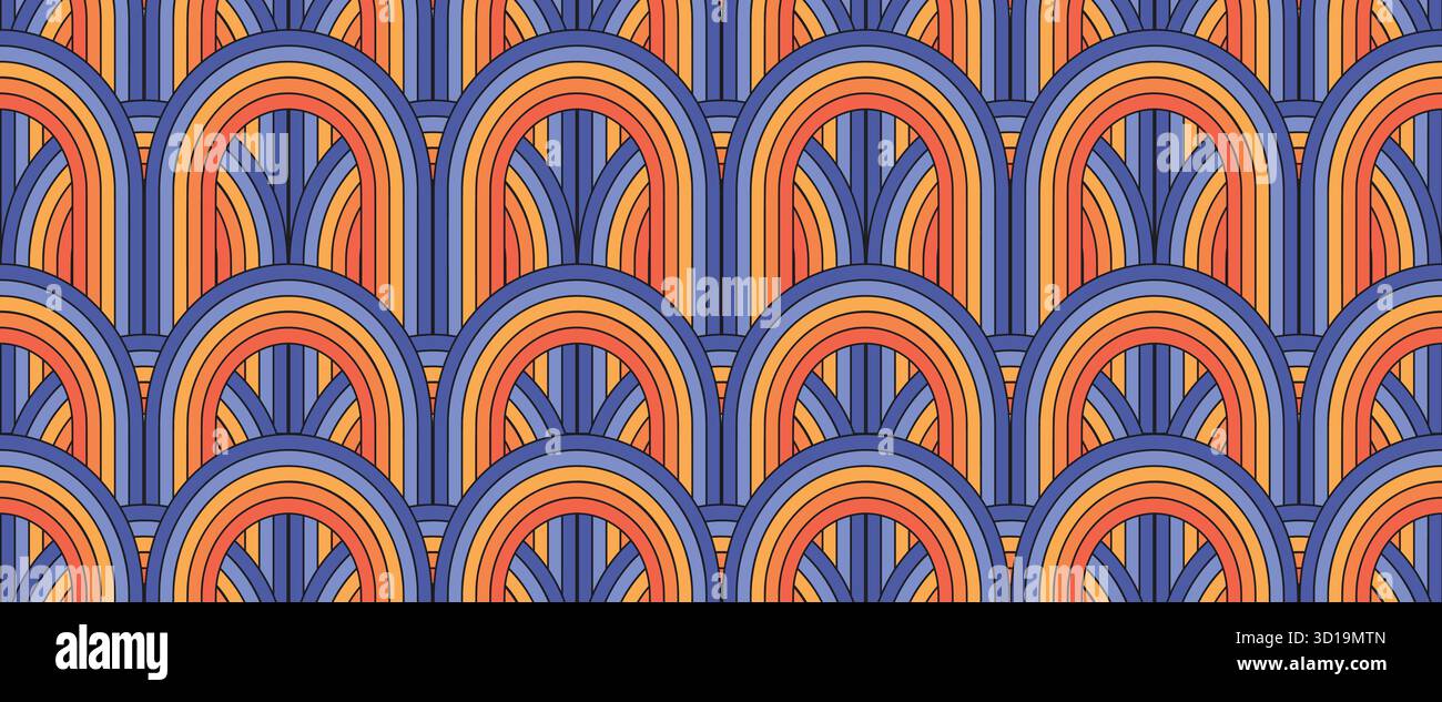 Vector wavy abstract pattern with line arches. Stock Vector