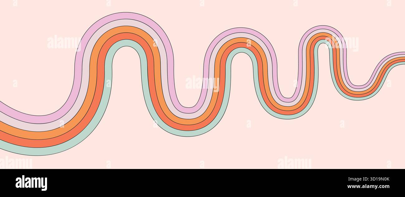 Cute colorful striped pattern in retro style Stock Vector