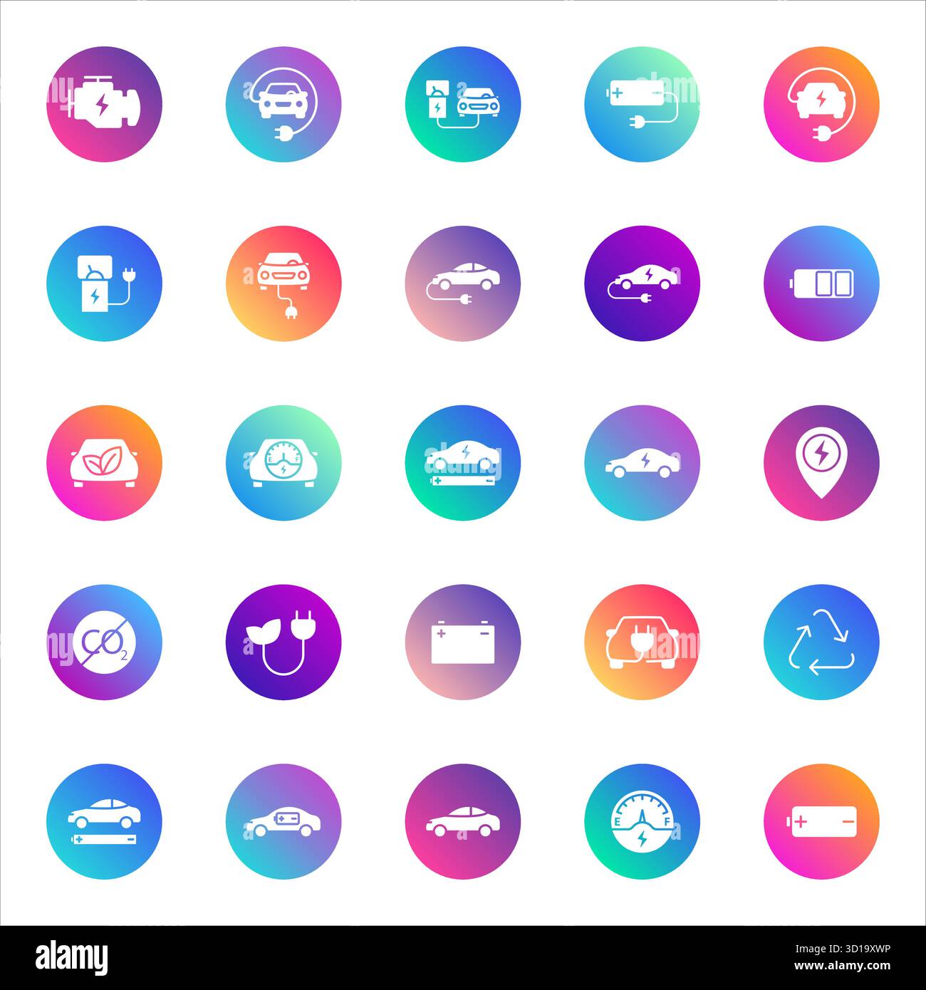 vector icons on color gradient rounds Stock Vector