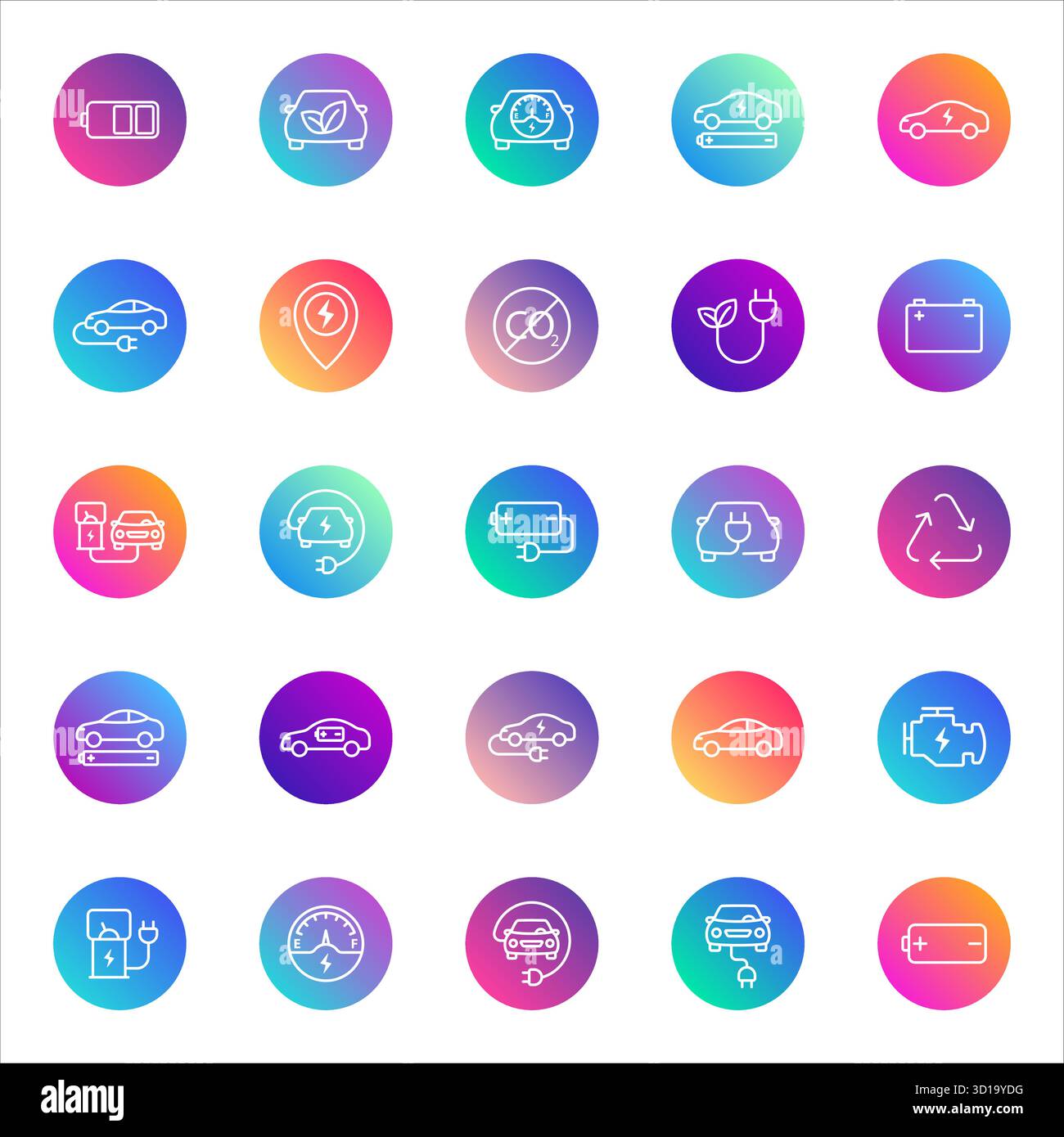 vector icons on color gradient rounds Stock Vector