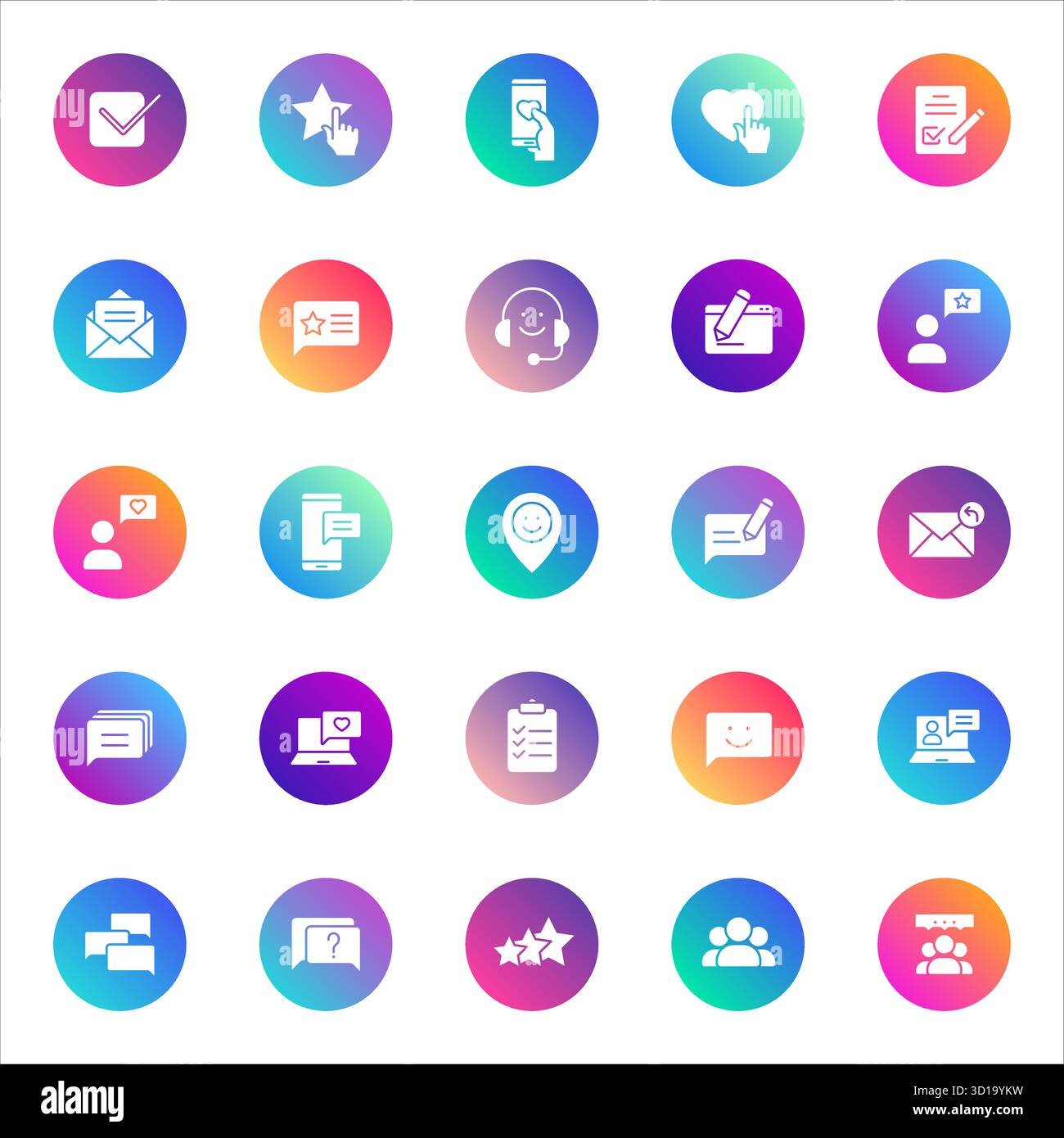 vector icons on color gradient rounds Stock Vector