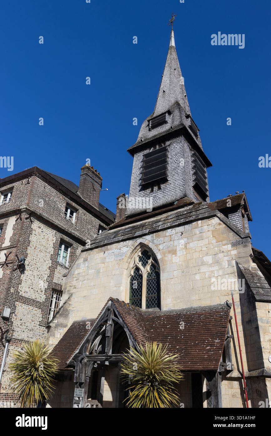 HONFLEUR, FRANCE, 30 APRIL 2025: Exterior view of the Maritime Museum in the church of St. Etienne in Honfleur. It is a tourist attraction on the quay - Stock Image