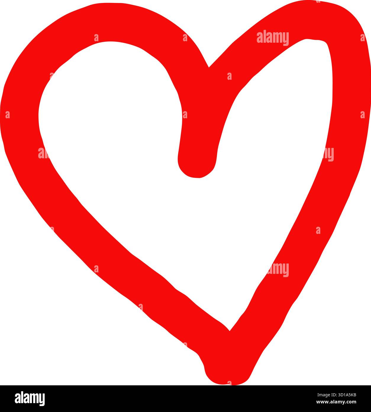 Hand drawn red doodle heart shape vector love symbol illustration ...