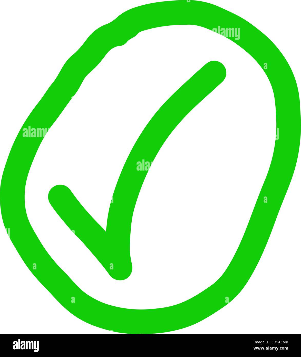 Hand drawn green check mark circle approval sign vector isolated design ...