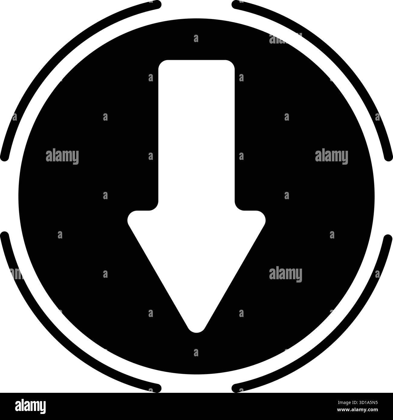 Black circle with white down arrow icon minimal vector symbol ...