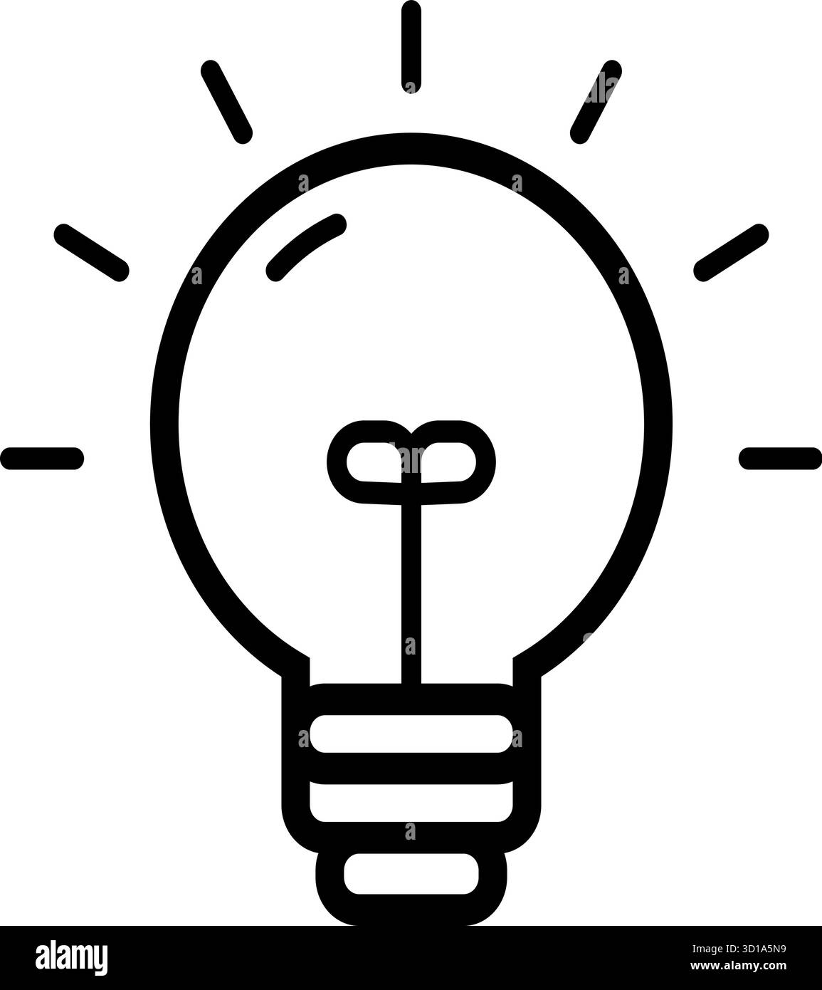 Vector bulb line icon with sunburst rays in minimal outline style ...