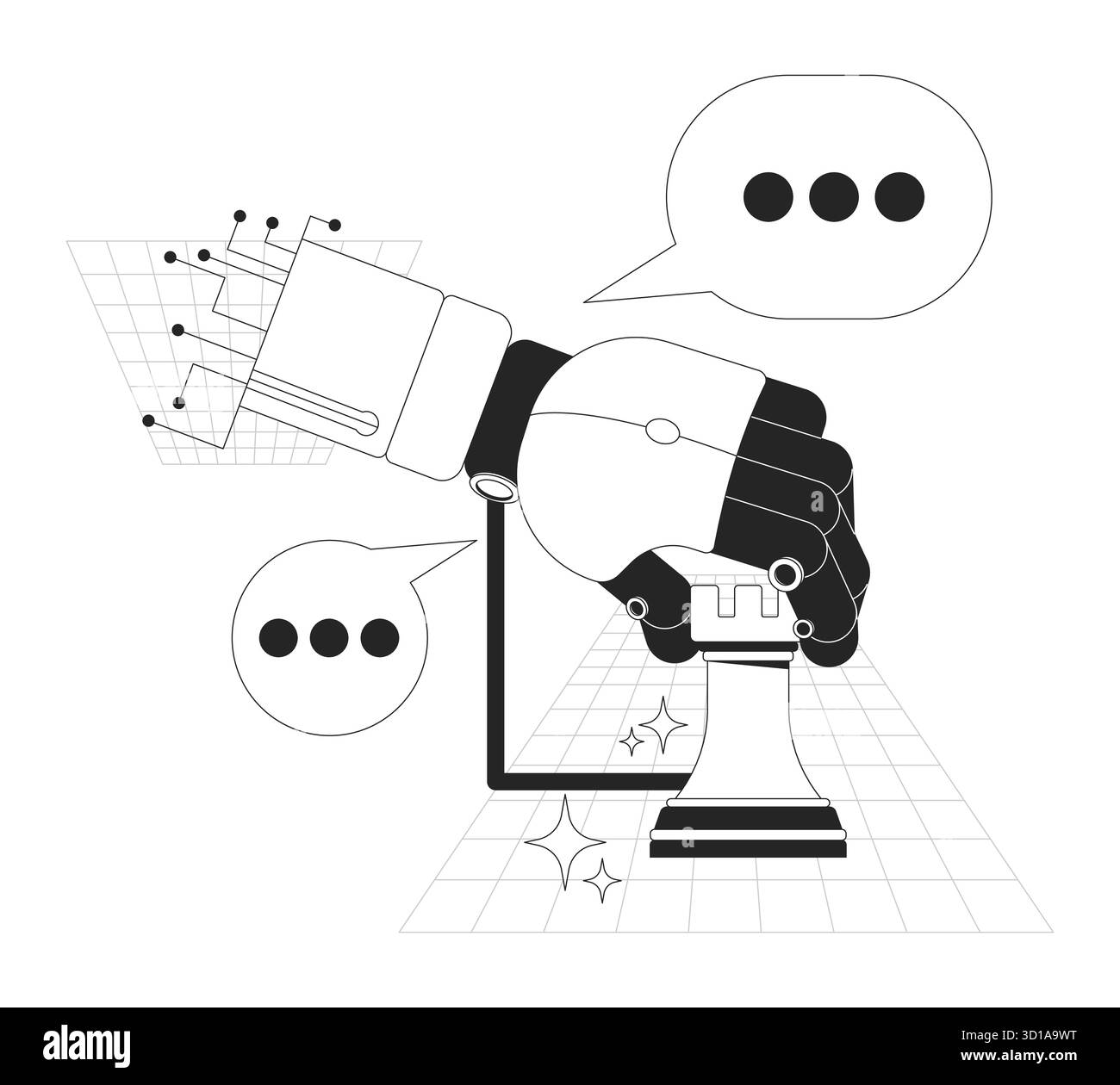 AI strategy line onboarding ui illustration Stock Vector