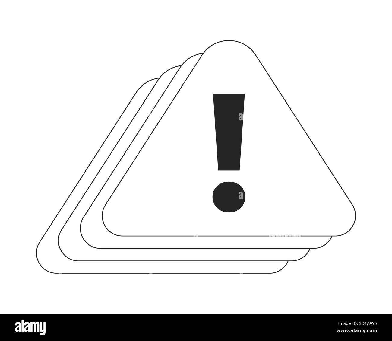 Y2K stacked warning signs for digital alerts 2D line object Stock ...