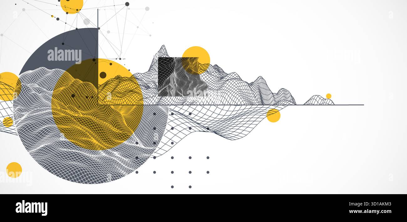 Modern science and technology background. Abstractwireframe art. Vector. Stock Vector