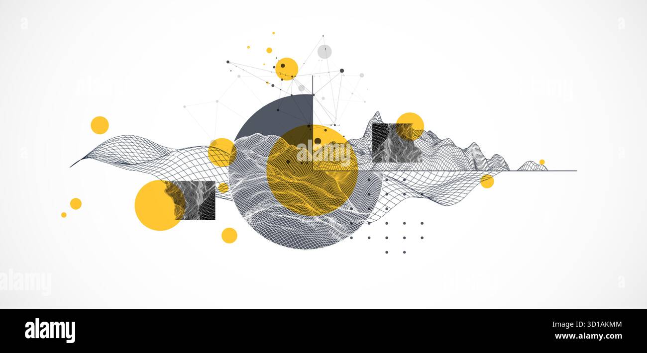 Modern science and technology background. Abstractwireframe art. Vector. Stock Vector