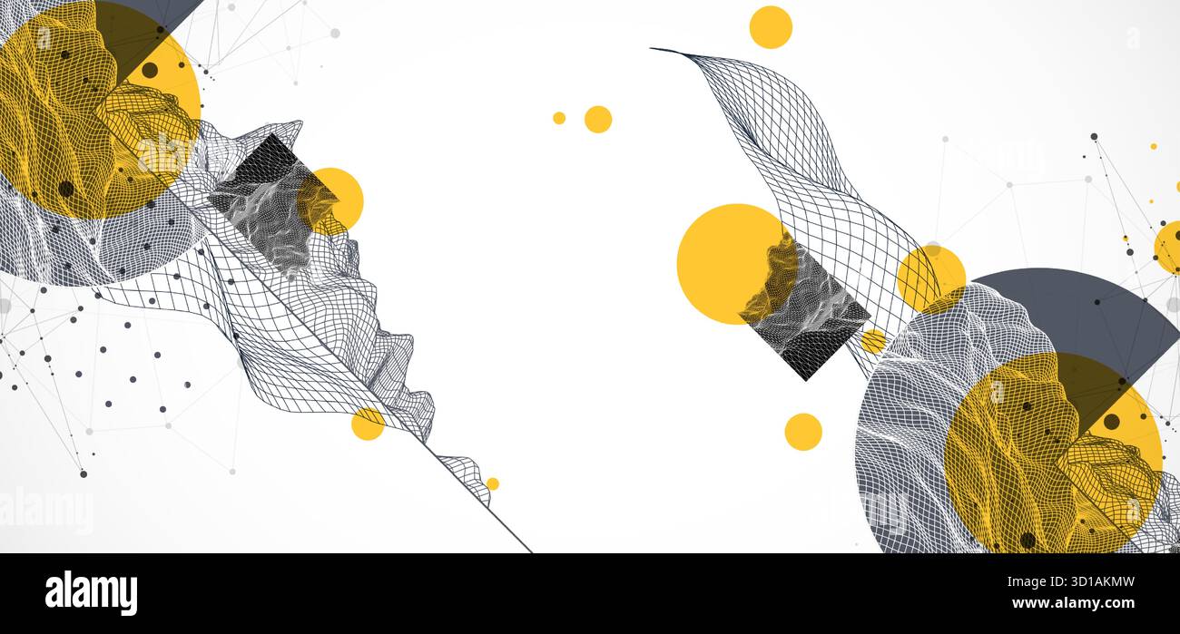 Modern science and technology background. Abstractwireframe art. Vector. Stock Vector