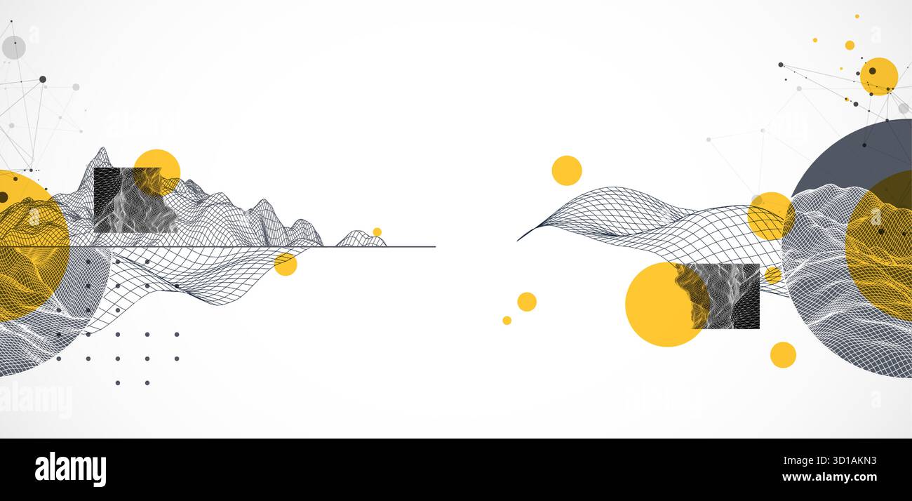 Modern science and technology background. Abstractwireframe art. Vector. Stock Vector