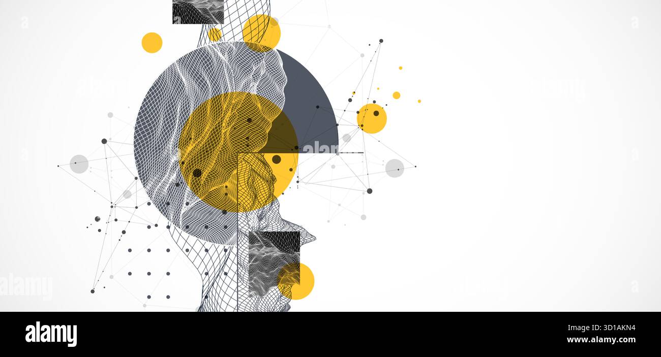 Modern science and technology background. Abstractwireframe art. Vector. Stock Vector