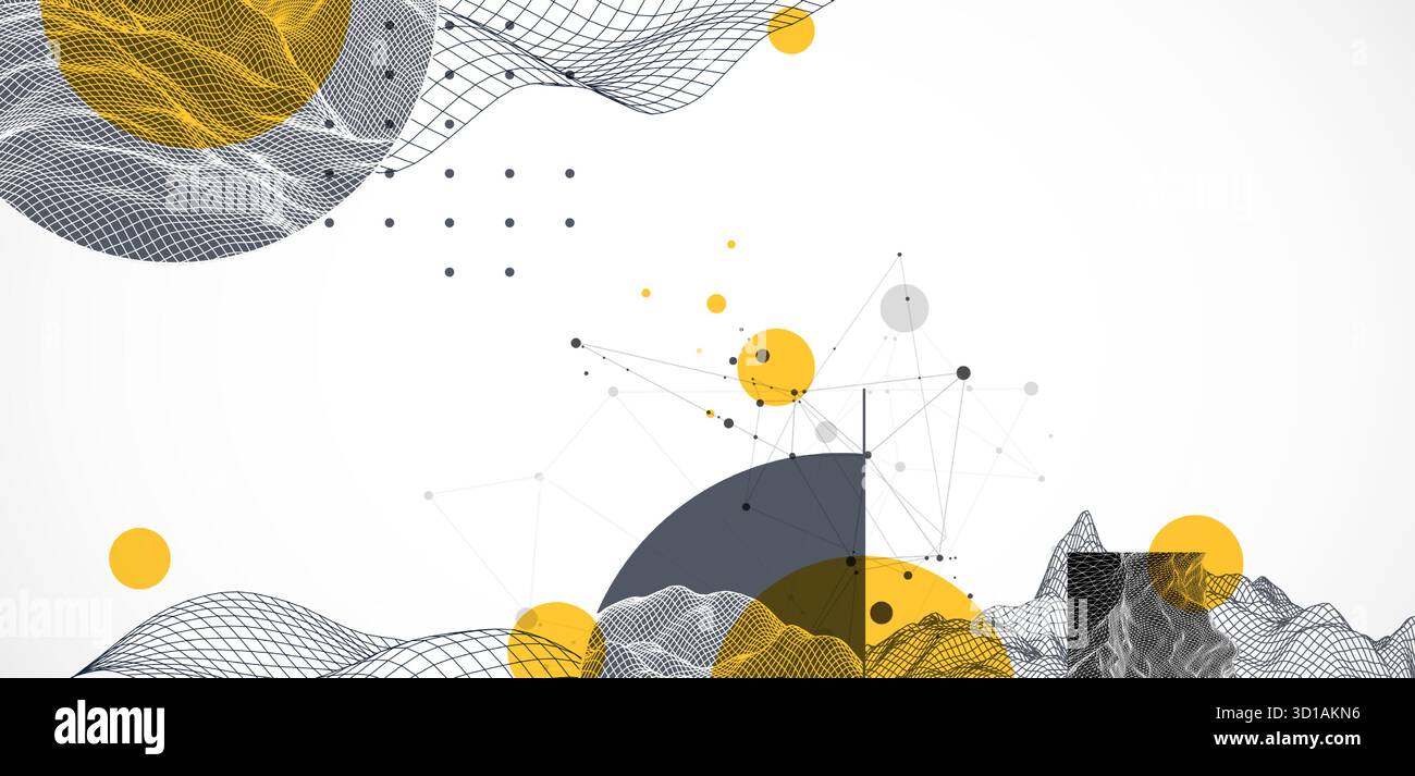 Modern science and technology background. Abstractwireframe art. Vector. Stock Vector