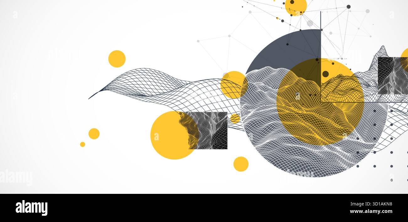 Modern science and technology background. Abstractwireframe art. Vector. Stock Vector