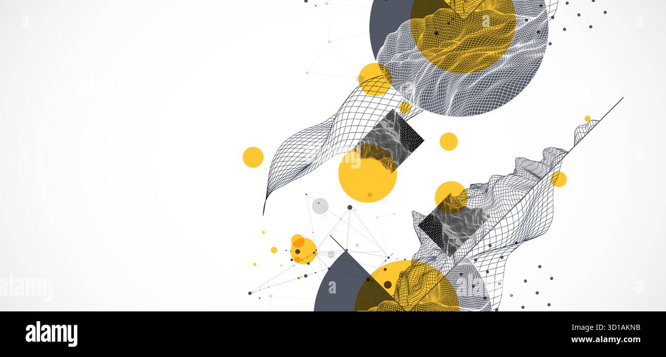 Modern science and technology background. Abstractwireframe art. Vector. Stock Vector