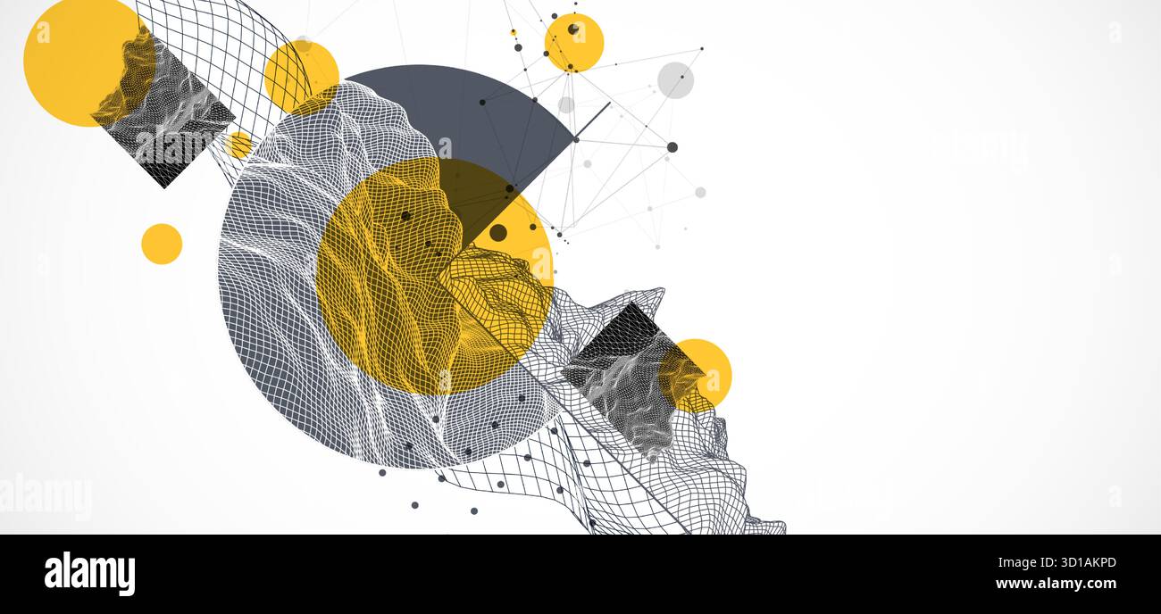Modern science and technology background. Abstractwireframe art. Vector. Stock Vector