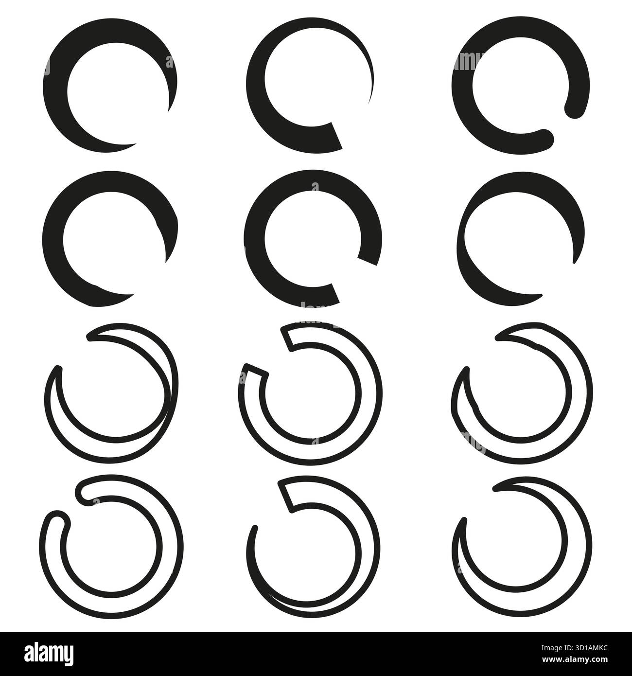 Set of vector icons. Circular arrow symbols. Process and rotation. Flat ...