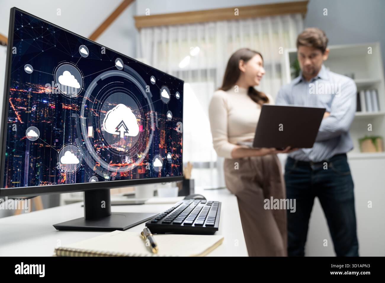 Cloud computing software for brisk remote work and personal data storage Stock Photo