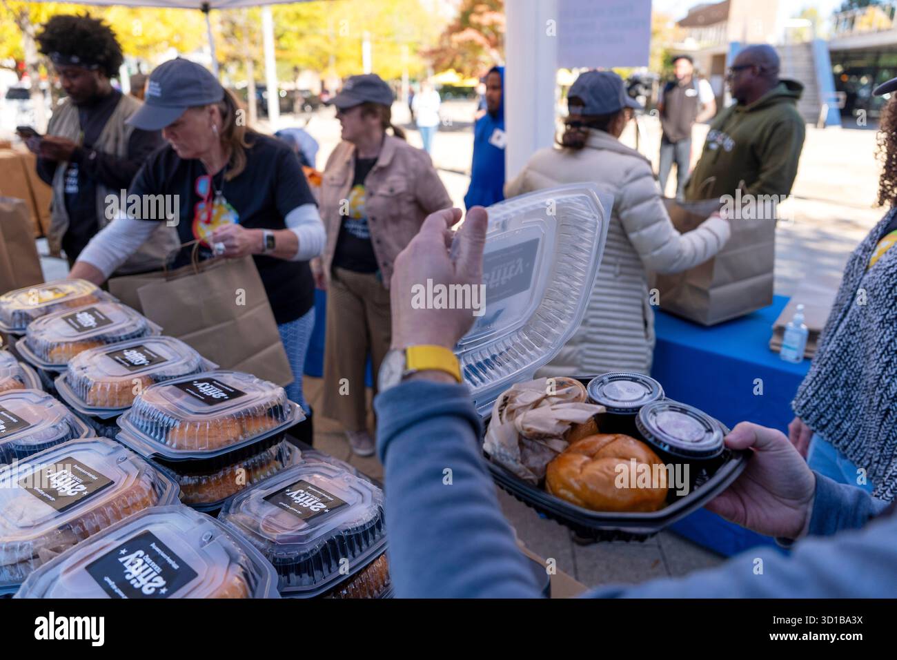 A meal is checked as workers with chef Jose Andres' World Central ...